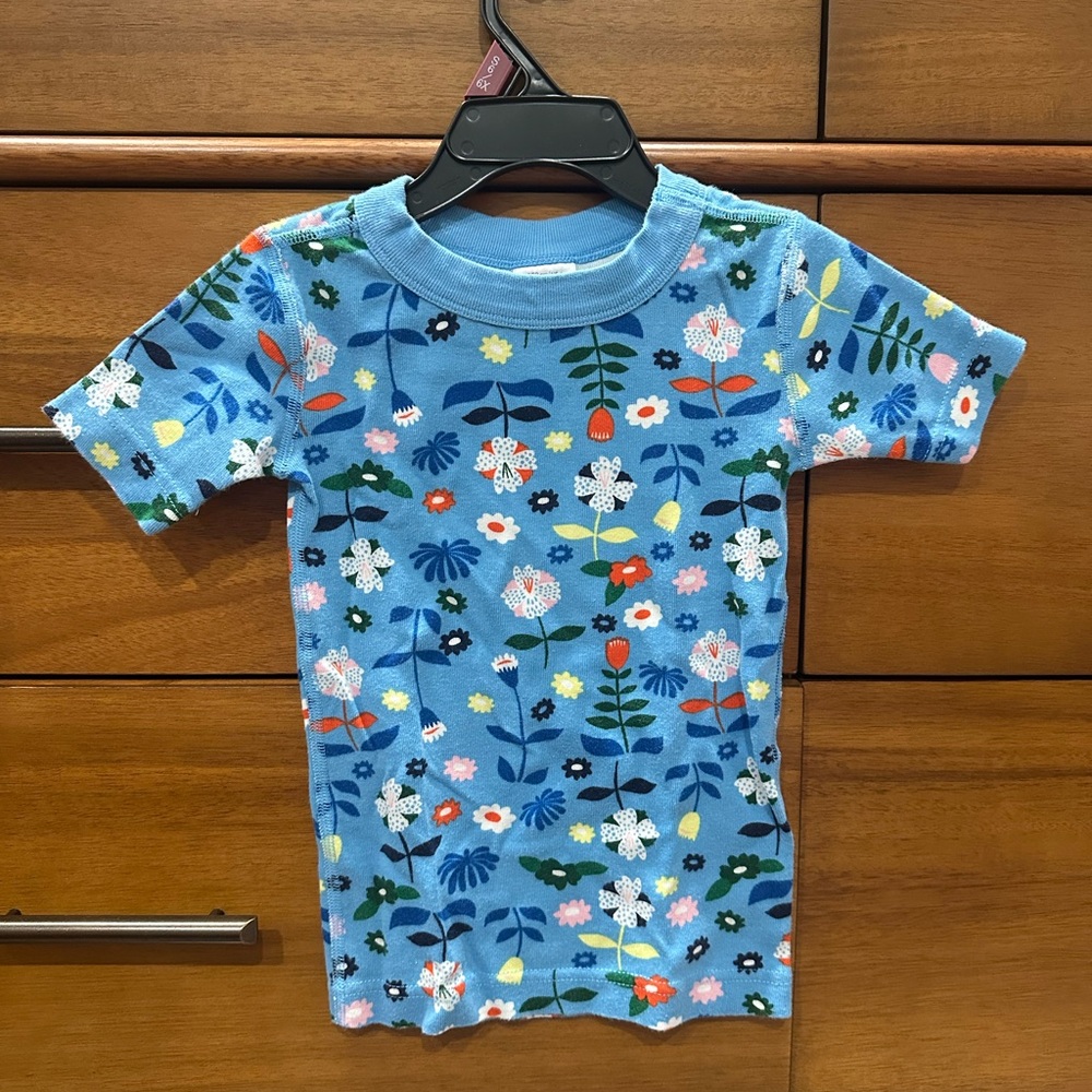 Hanna Andersson Blue Pajamas with Floral Design